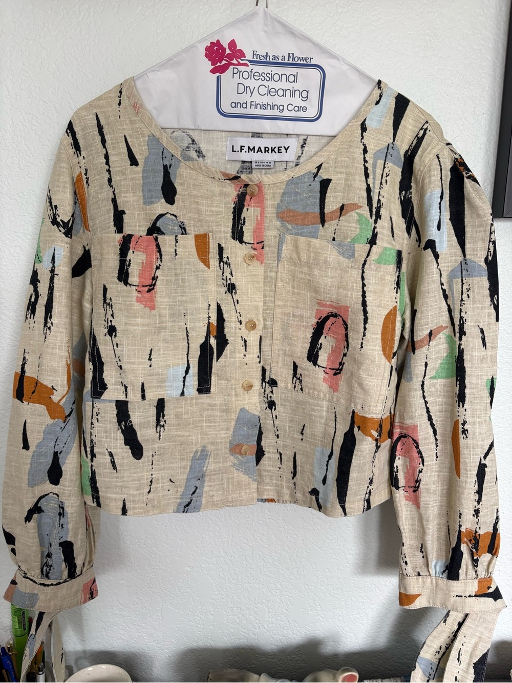 LF Markey linen cotton watercolor/ painterly top